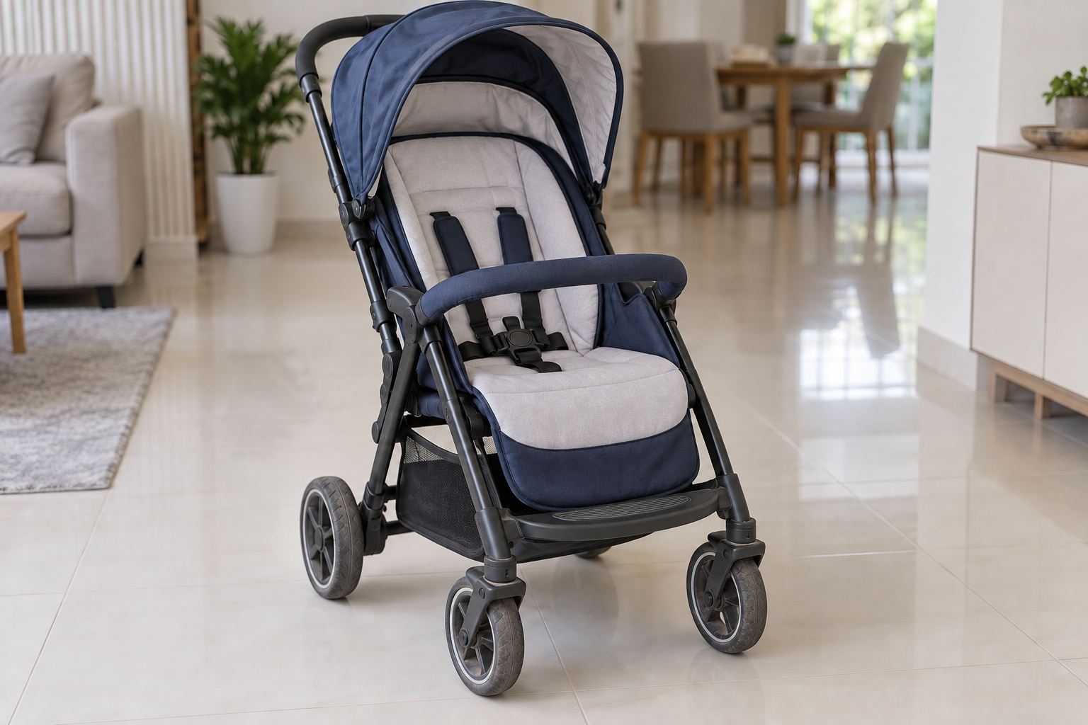 Baby stroller after cleaning - AI illustration